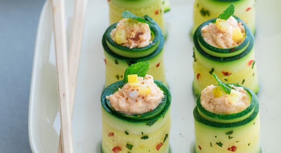 Makis de courgettes au saumon
