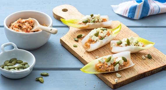 Endives apéritives au thon et carottes cumin