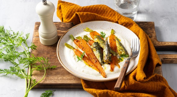 Chaud / froid de sardines et carottes rôties